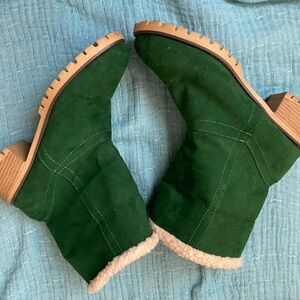 Green Suede Ankle Boots